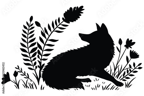 vector illustration of a silhouette a fox