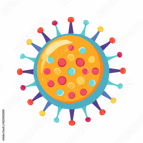 Stilisierter Virus mit Stacheln – Vektorillustration im flachen Stil