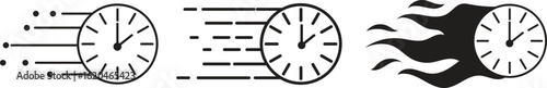 Speed Clock Icons symbols in flat vector