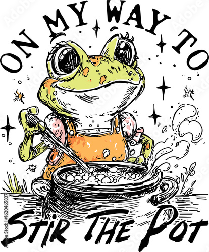 On My Way To Stir The Pot svg, Funny Frog svg