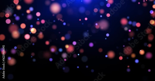 Abstract elegant particles animation concept for birthday and holiday celebration. 4K background with bokeh effect and light particles on dark background. Animation with diffused light effect.