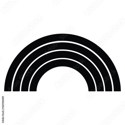 Simple black and white rainbow illustration perfect for designs related to weather and optimism