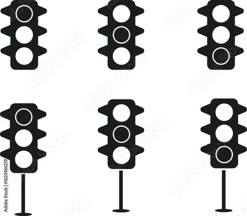 Traffic Light Icons symbols in flat vector