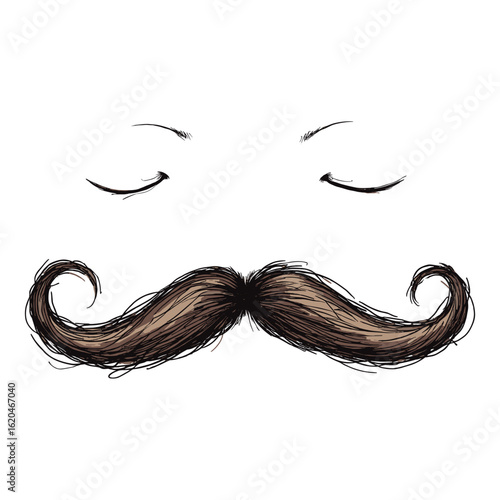 Playful mustache illustration in sketch style