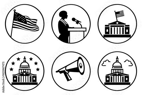 American Government and Politics Icons Collection.
