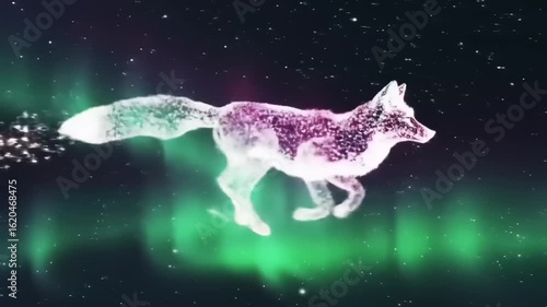 Arctic Fox Aurora Borealis Night.