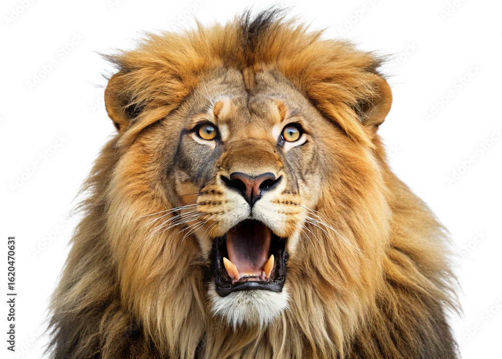Obraz premium surprised lion head isolated on white background