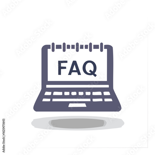 Online FAQ icon on laptop Digital support answers questions concept isolated illustration