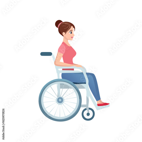 Cartoon woman in wheelchair illustration health awareness disability inclusion accessibility lifestyle equality mobility support