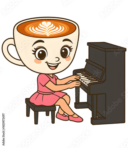 Ballerina Cappuccina Playing Piano Italian Brainrot Meme Character