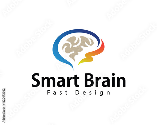 smart brain logo creative design concept psychology fast energy