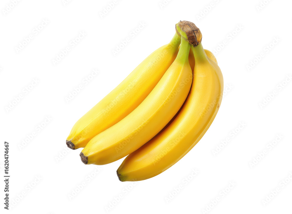 Bunch of ripe yellow bananas with green stems fruit, Isolated, Png Transparent Background Bunch of ripe yellow bananas with green stems fruit, Isolated, Png Transparent Background