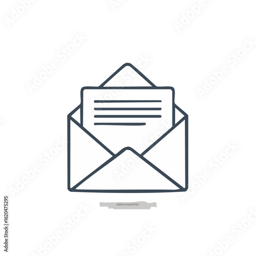 Open Envelope with Message Isolated Communication Correspondence Concept