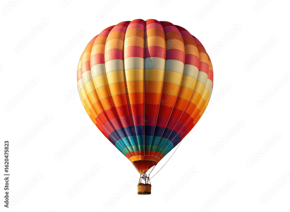 Naklejka premium Colorful hot air balloon floating against a black sky vibrant, Isolated, Png Transparent Background