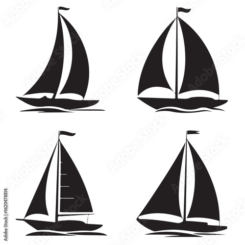 Sailing vessels and yachts glide across the ocean waves, an iconic marine silhouette for sport, travel, or summer cruises