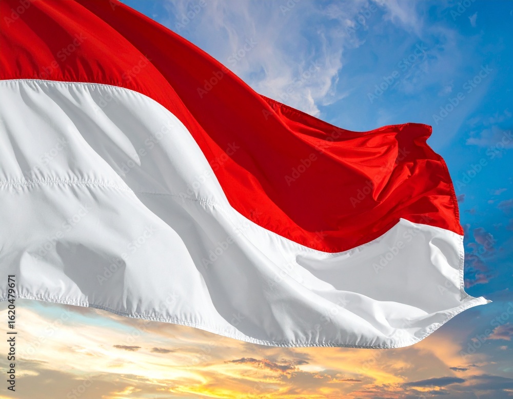 Naklejka premium Indonesian Flag Against Clear Blue Sky