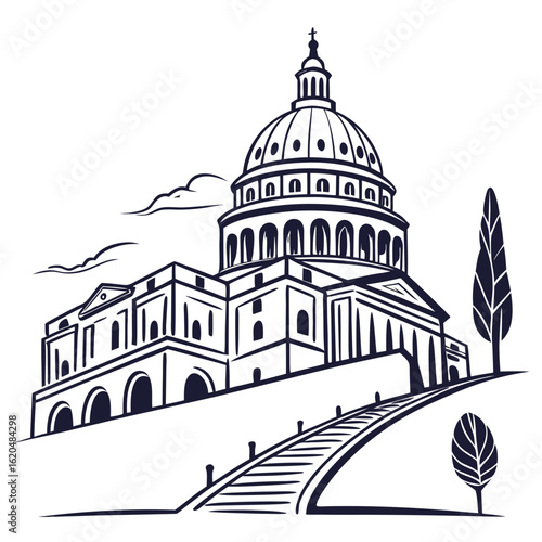 Vector art of united states capitol building in washington dc isolated on white background