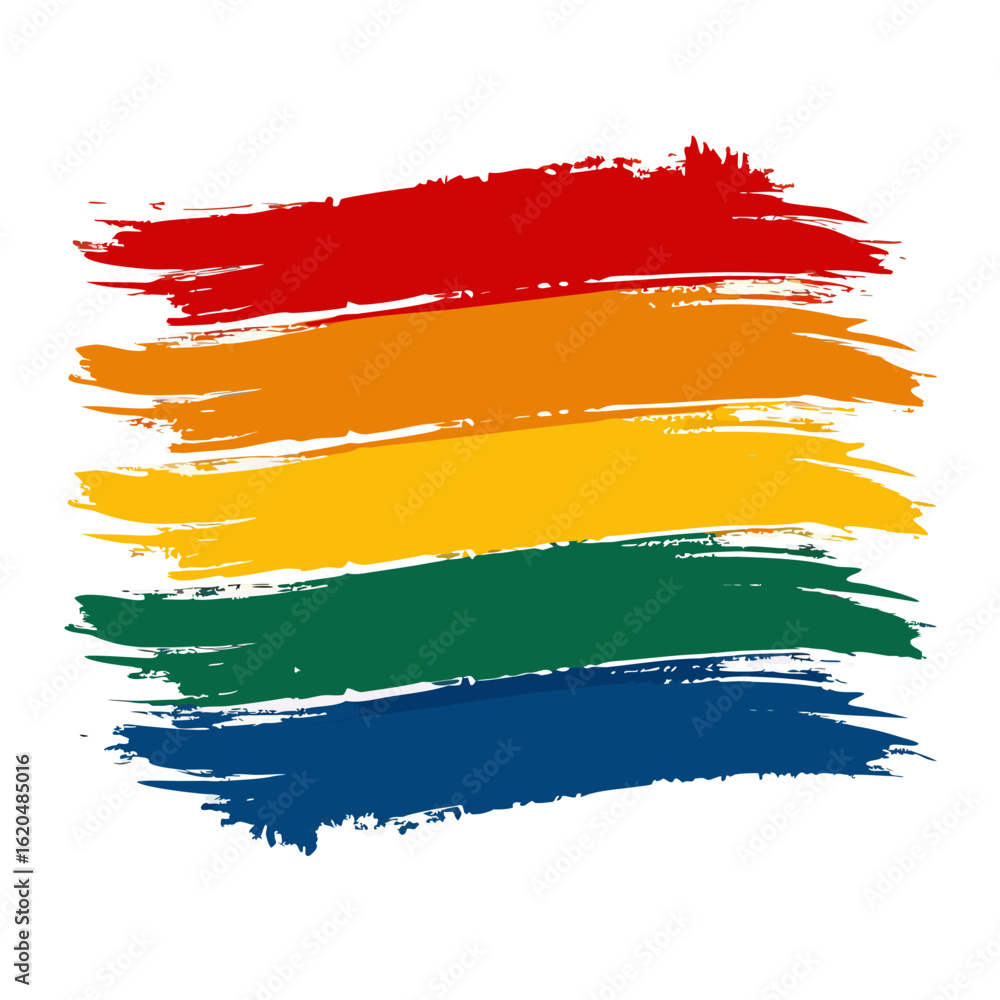 Obraz premium Vector art of rainbow brush strokes isolated on white background, a symbol of pride and love