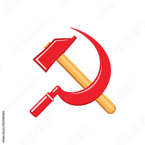 Red Hammer and Sickle Symbol on Black Background Political Emblem Graphic