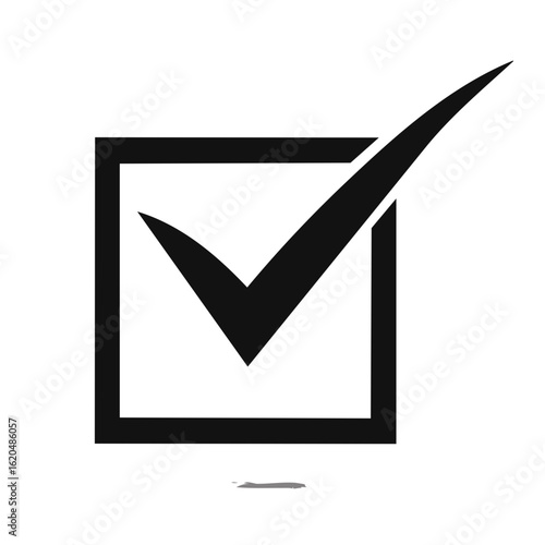 Check Mark in Box: Dark Symbol for Selection, Task Completion, and Confirmation
