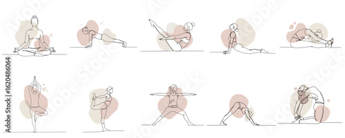 Set of Yoga Poses isolated on transparent background  