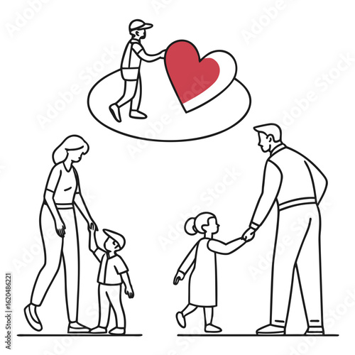 Vector art of happy family with love and dream isolated on white background