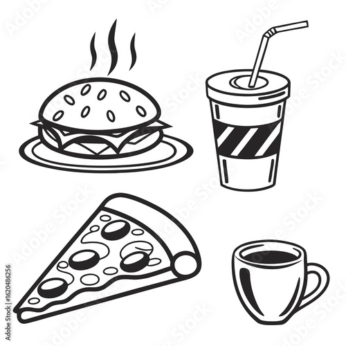Vector art of fast food meal isolated on white background