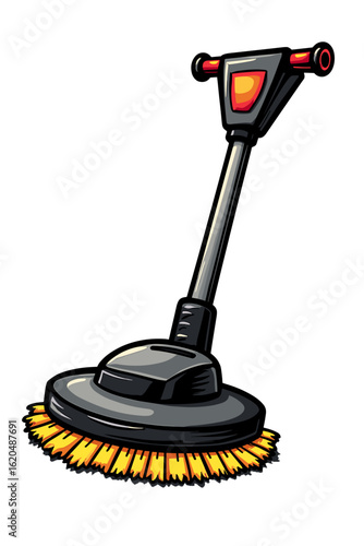 Electric scrubber with bristles in a bold and colorful design on a transparent background
