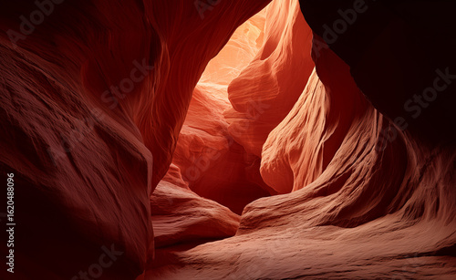 A photograph of the rock formations in Antelope Canyon, Arizona. Antelope Canyon a Natural attraction in the Navajo Reservation near Page, Arizona USA