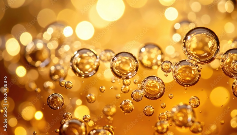 Golden Bubbles In Liquid Golden Bubbles In Liquid