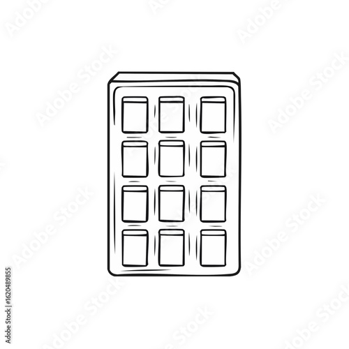 Hand drawn outline of chocolate bar candy sweets confectionery treat dessert tasty snack food temptation indulgence unhealthy nutrition diet