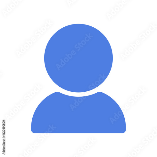 1人の人物のバストアップの青いシルエットアイコン･ピクトグラム -シンプルな人の顔のイラスト素材