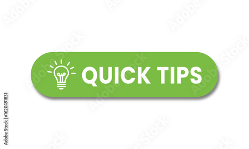Quick Tips Button with Lightbulb Icon in Green