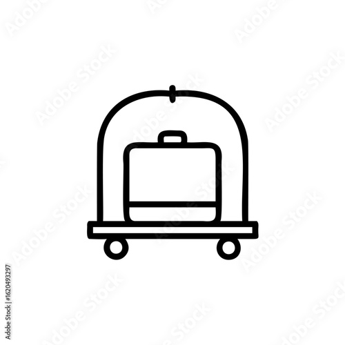 Outline icon a hotel luggage cart with a suitcase trolley baggage
