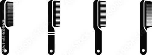 Comb Cleaner Silhouette Icon Vector Set for Hygiene and Beauty