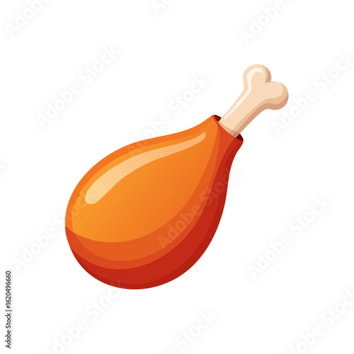 Cartoon chicken drumstick illustration against black background simple style