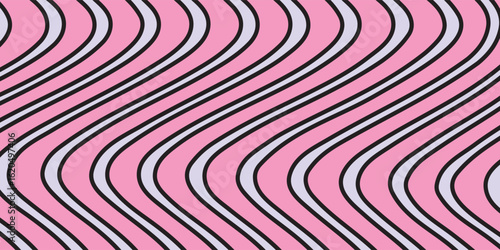simple abstract baby pink and lite sky color geometric line wavy pattern on black color background