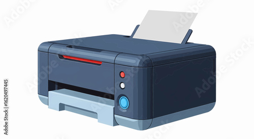 Office printer machine vector illustration, a flat design icon for printing documents
