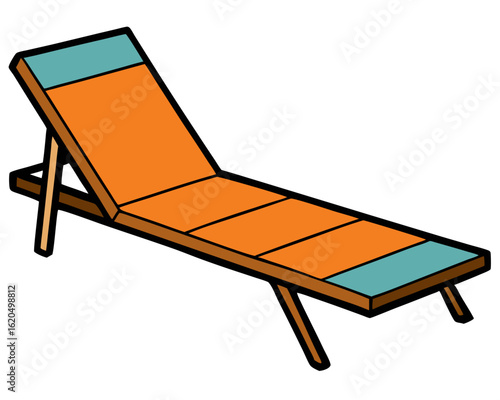 Orange and teal lounge chair silhouette