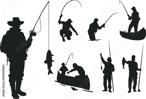 silhouette of a fisherman