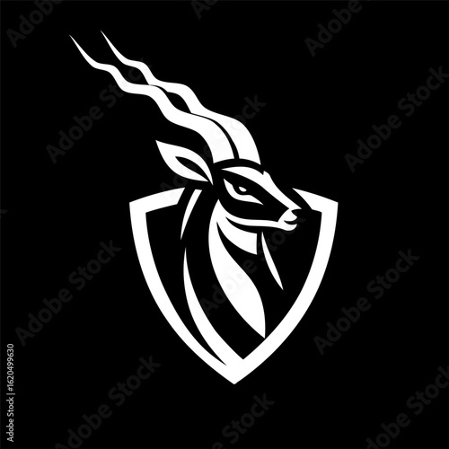 Artistic Blackbuck Emblem in Monochrome