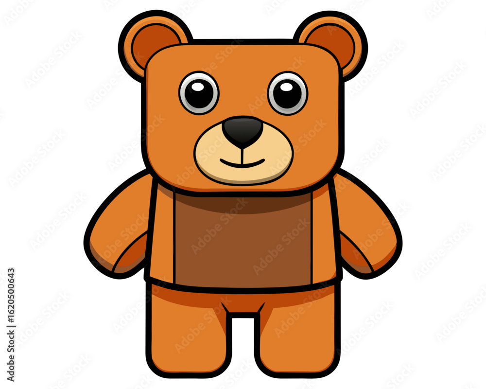 Obraz premium Cartoon teddy bear with a brown chest silhouette