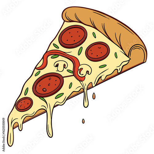 vector illustration of a pizza on white