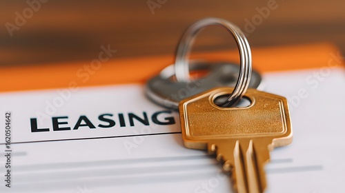 A close-up of keys resting on a leasing document, symbolizing property rental and management.