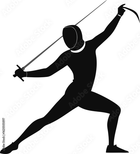 silhouette of a man fencing vector icon isolated on transparent background