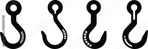  Tarp Hook Silhouette Icon Vector Set for Camping and Outdoor Use