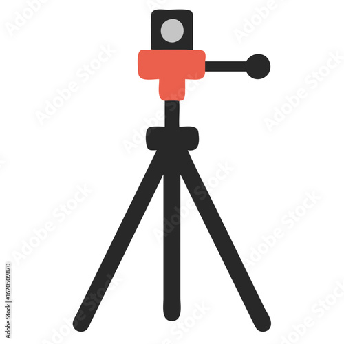Black and orange tripod camera stand silhouette