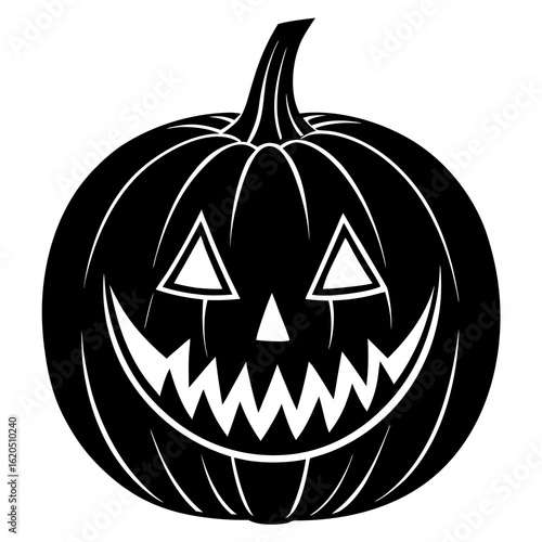 Black jack o lantern silhouette pumpkin white