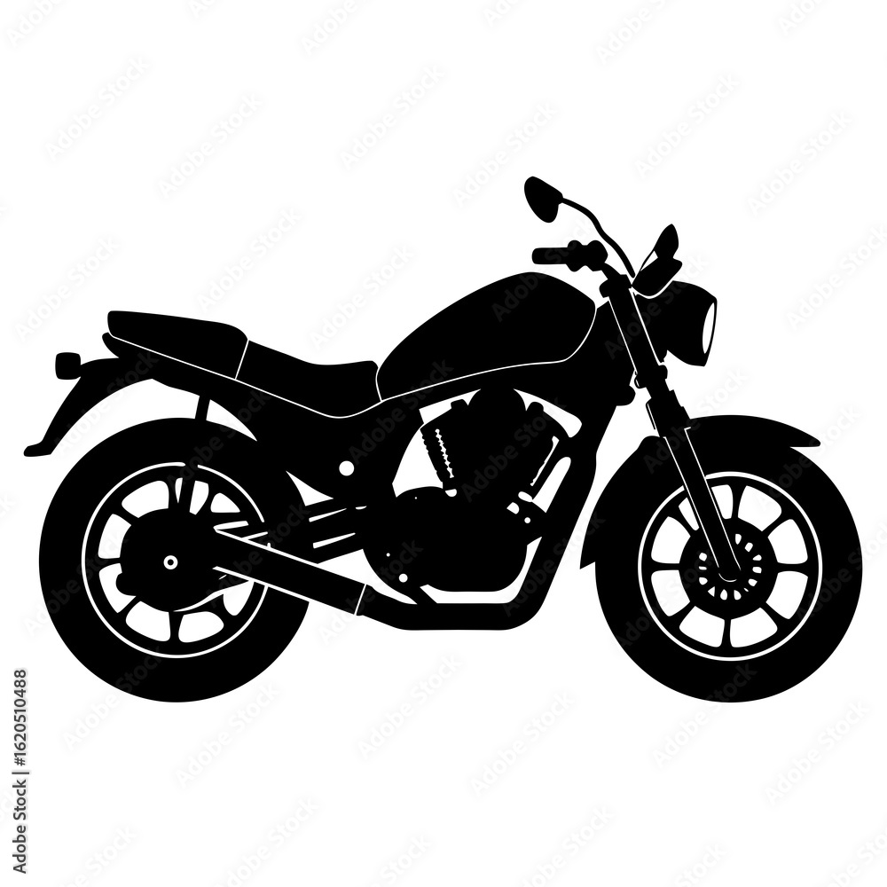 Fototapeta premium Black motorcycle silhouette on white vector