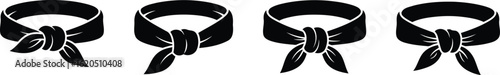 Bandana Knot Silhouette Icon Vector Set for Fashion and Style
